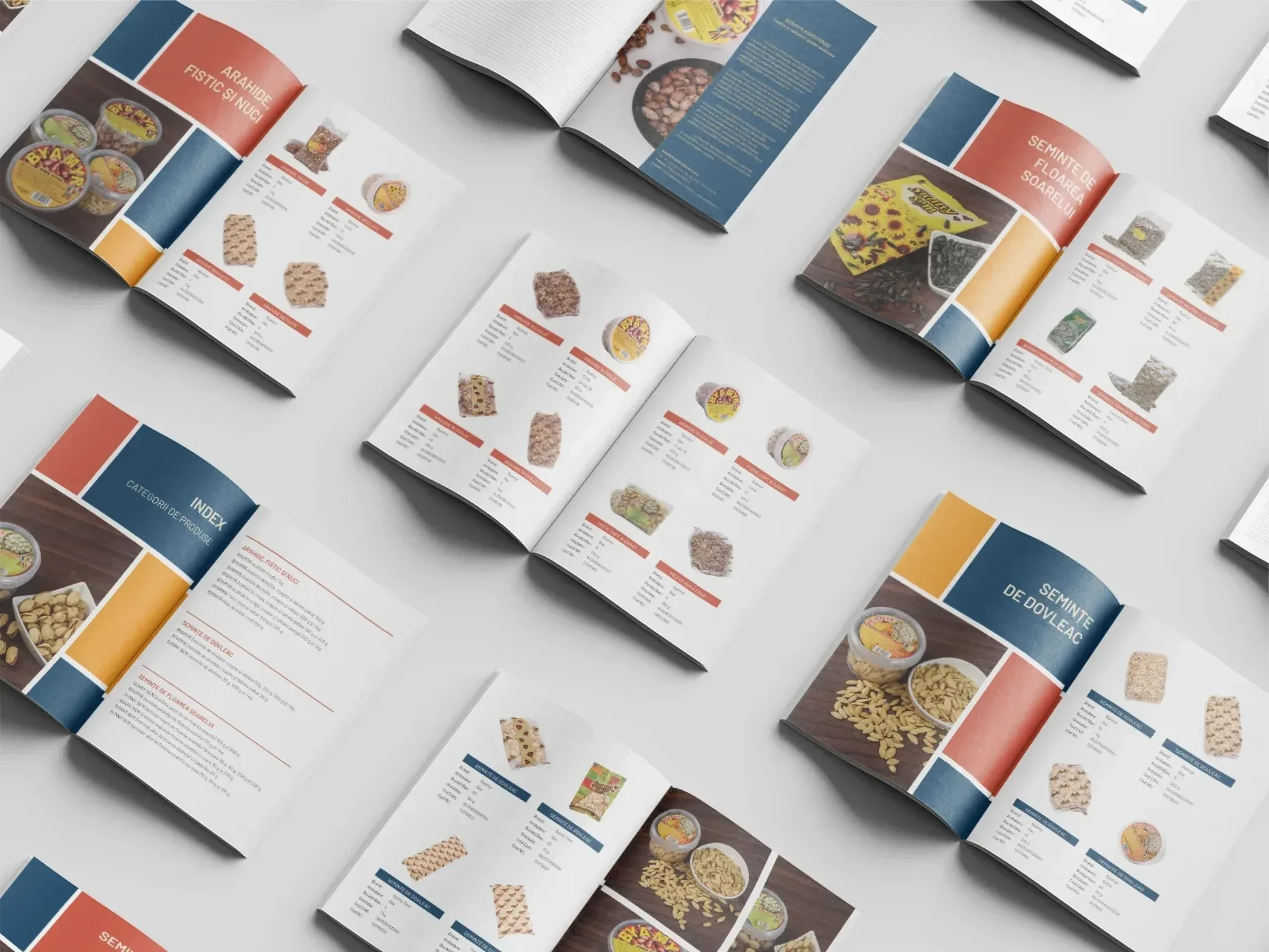 Un catalog elegant, cu imagini de produs și text, simbolizând eficiența în prezentare