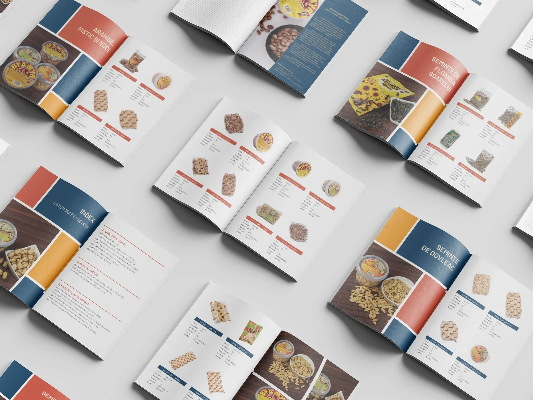 Un catalog elegant, cu imagini de produs și text, simbolizând eficiența în prezentare