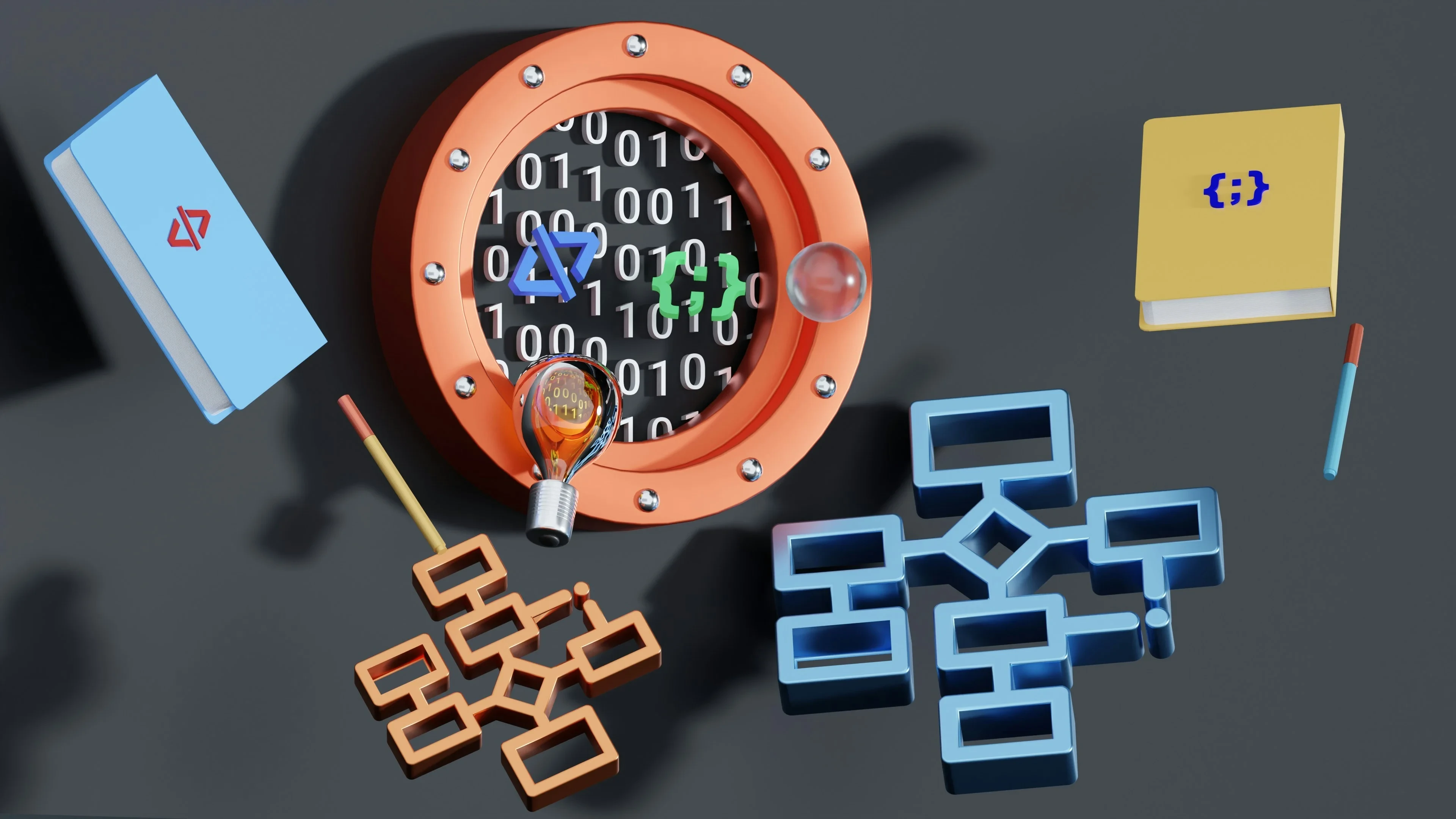 O imagine stilizată a unui ecosistem digital securizat, cu elemente de server, laptopuri, firewall-uri și monitorizare, ilustrând servicii IT profesionale complete.