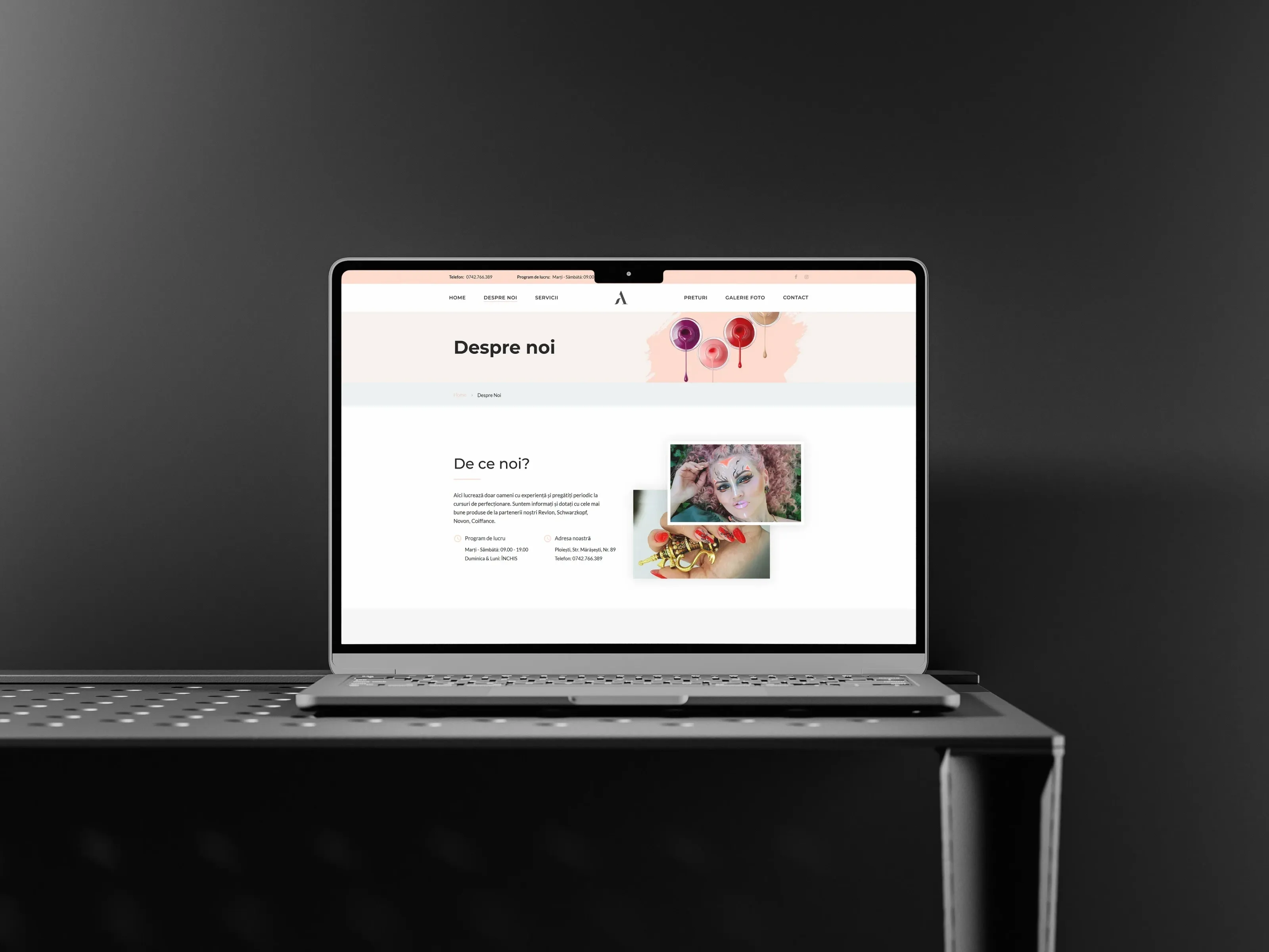 Screenshot website 1 pentru Apriori Salon